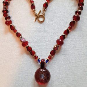 Beautiful Glass & Metal Handmade Necklace